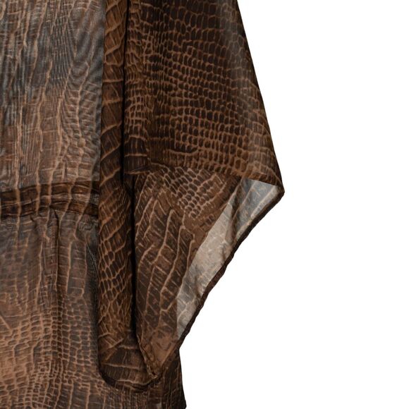 Chaps Ralph Lauren Women's Blouse Snake Print Drawstring Western Beachy Top S - Picture 9 of 9